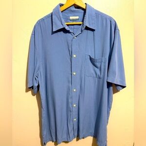 Breakwater Shirt Men's Large Blue & White Striped Button Up Retro Nautical Dad